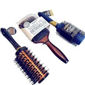 Conair Set of 3 Hair Brushes Womens Dentangler Quick Blow Dry & Velvet Touch NEW